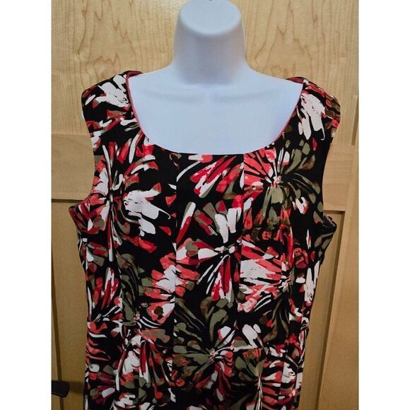 AGB Womens Floral Sleeveless Dress Size 12 Black Red Green Pattern Polyester Spa - Picture 1 of 5